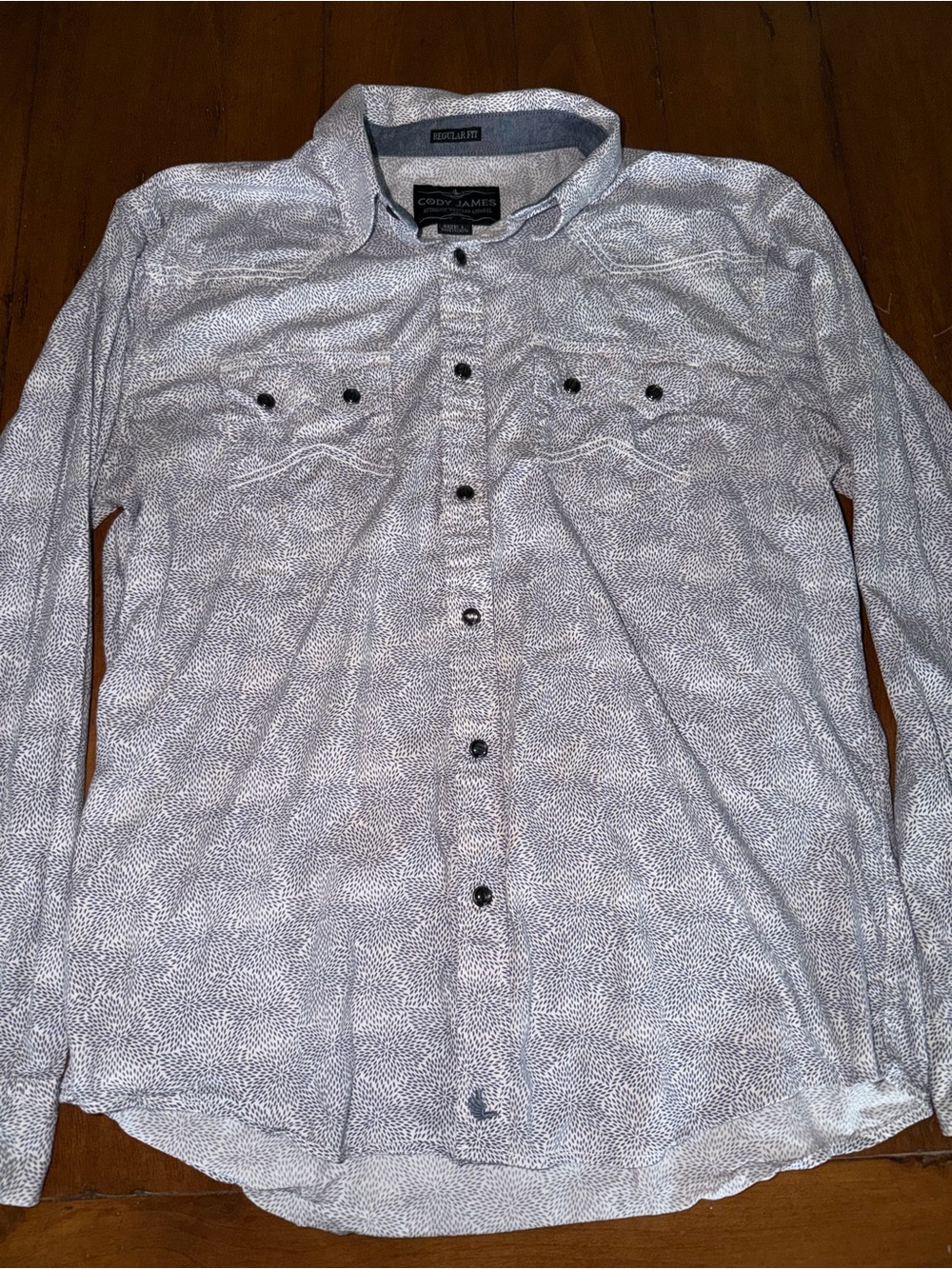CODY JAMES Men's Printed Button-Up Shirt in White and Black